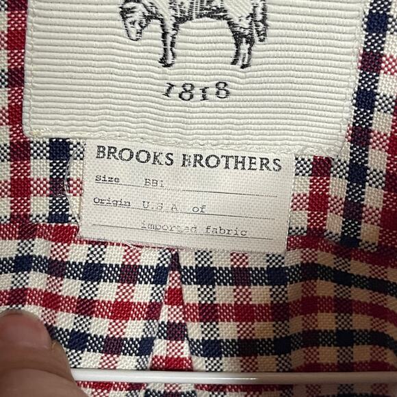 Brooks Brothers Black Fleece by Thom Browne Men red blue check button down Shirt - Picture 3 of 8